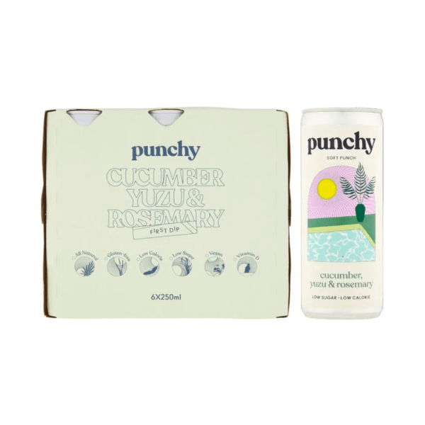 Punchy Drinks - Soda concombre, yuzu, romarin pauvre en sucre - 6x250ml