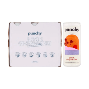 Punchy Drinks - Soda Pêche, Gingembre & Chai - 6x250ml