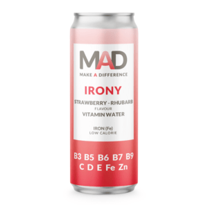 MAD, Make A Difference, Vitamin Water, Strawberry Rhubarb, 330ml