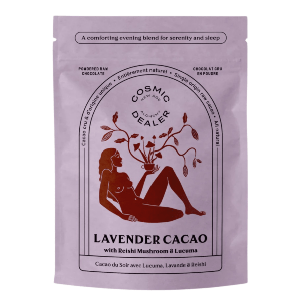 Raw Chocolate Powder, Lavender Cacao, Cosmic Dealer, mushroom